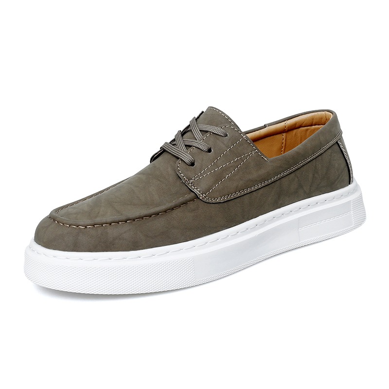 Men'S Shoes Green And White - Men Khaki Green Lace Up Boat