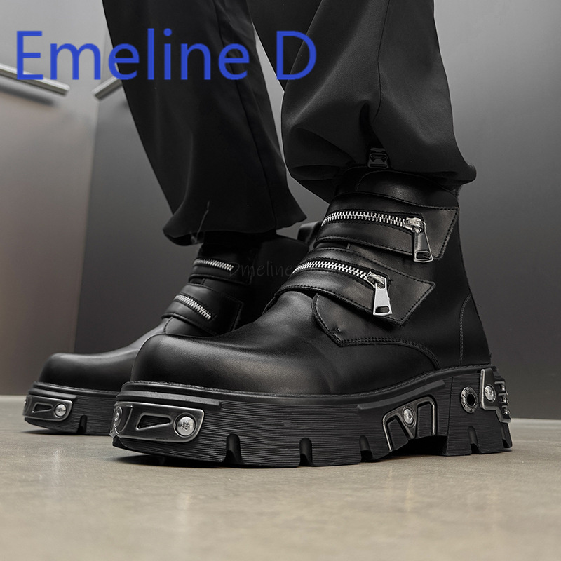 Dark Punk High Top Shoes Fashi – обзор и цена Men'S Shoes With Height Increase