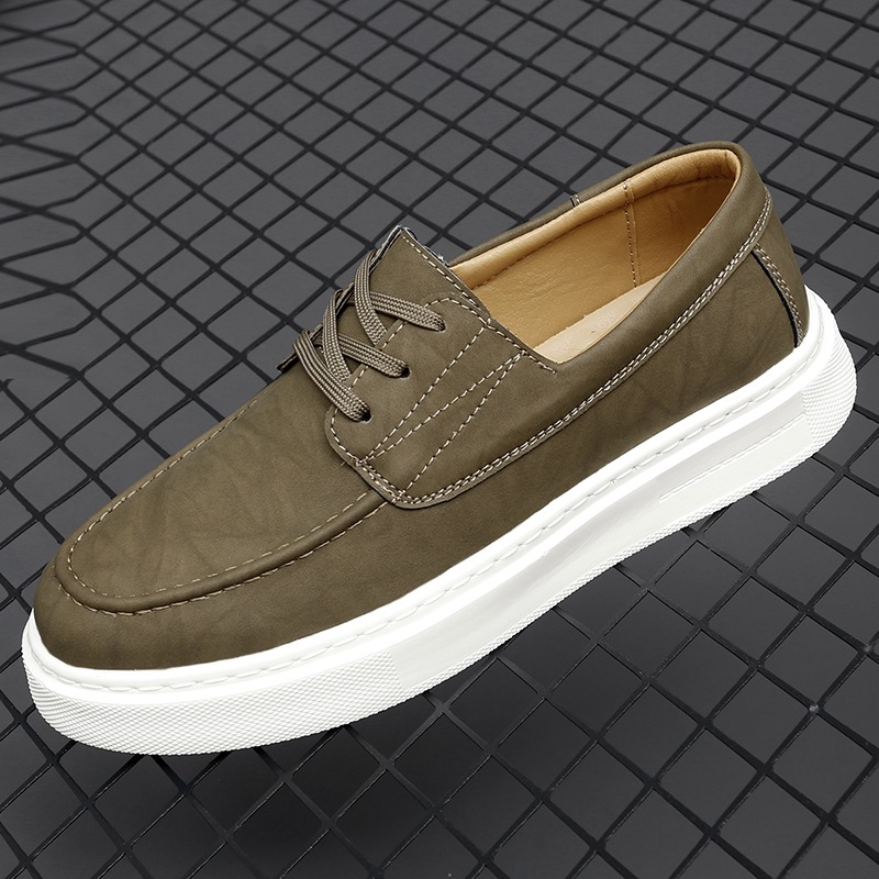 Men Khaki Green Lace Up Boat S – обзор и цена Men'S Shoes Green And White